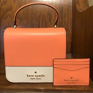 NWT-Kate Spade-SET-Staci Square Crossbody & Card Holder-Melon Ball-$378